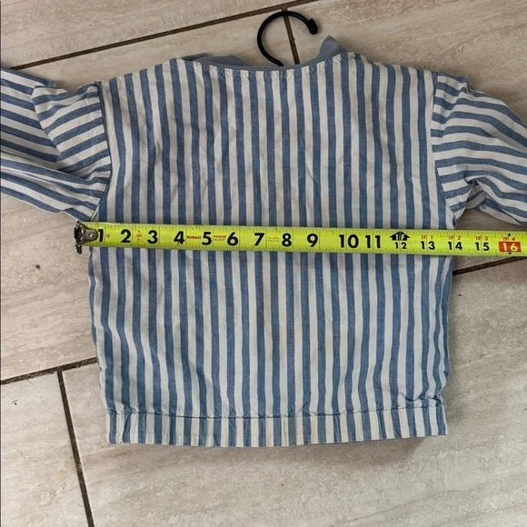 Vintage Reversible Chambray Denim Pinstripe Cow Patch Zip Jacket Kids - Picture 14 of 15